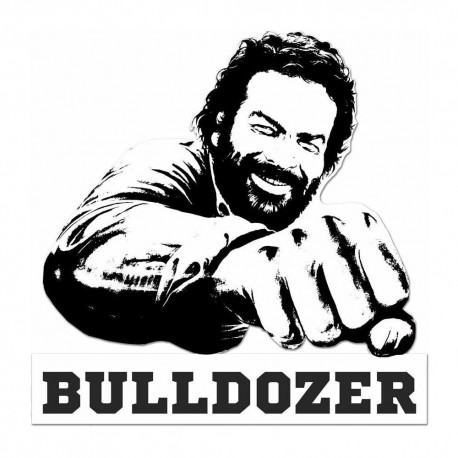 Placa de chapa 3D de Bud Spencer Bulldozer en blanco y negro, 45x45 cm