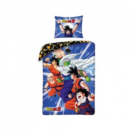 Funda nórdica Dragon Ball con Goku y amigos, azul 140x200 cm