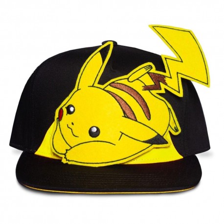 Boné de beisebol Pikachu Pokémon em preto e amarelo