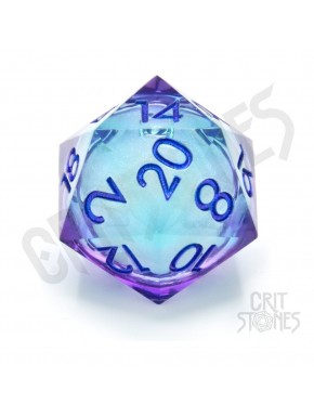 Dado D20 CritStones con núcleo líquido en azul y morado