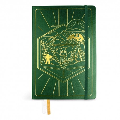 Cuaderno verde Dungeons & Dragons 5e con grabado dorado