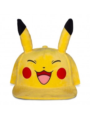 Gorra Snapback amarilla de Pikachu sonriendo