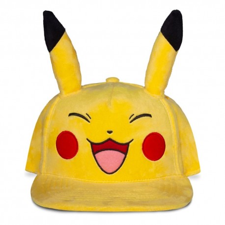 Boné Snapback amarelo do Pikachu sorridente