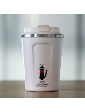 Taza rosa de acero inoxidable con diseño de gato, 350 ml