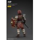 Figurine de gladiateur romain avec armure et bouclier rouge.
