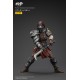 Figurine de gladiateur romain avec armure et bouclier rouge.