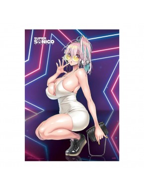 Póster de tela de Super Sonico Super Star con luces de neón