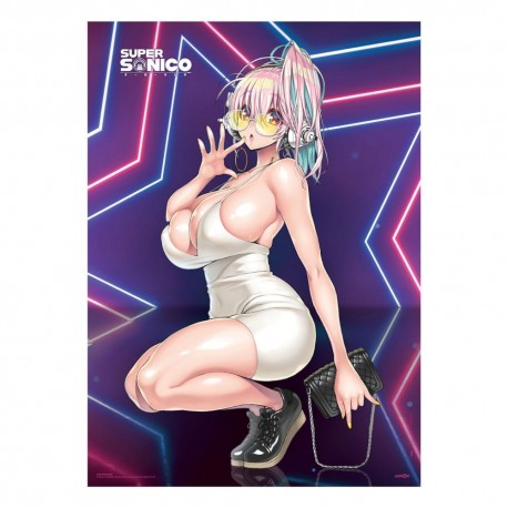 Póster de tela de Super Sonico Super Star con luces de neón