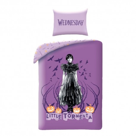 Housse de couette violette Wednesday avec citrouilles