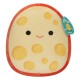 Pelúcia Squishmallows Mannon Gouda Cheese amarela com círculos e sorriso