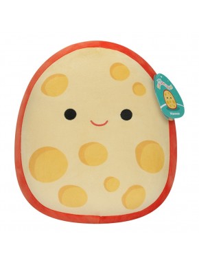 Squishmallows Peluche Mannon Gouda Cheese amarillo con círculos y sonrisa