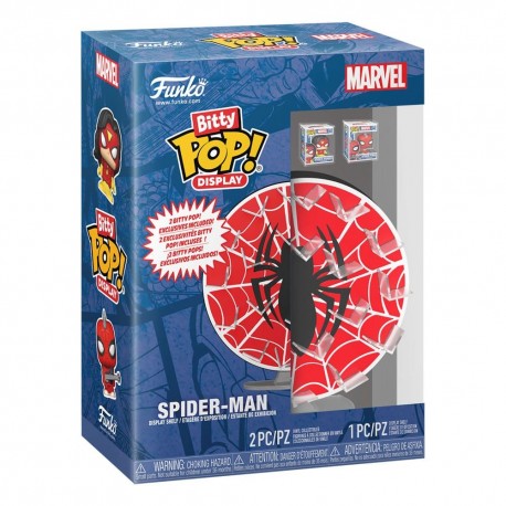 Expositor Marvel Bitty POP con figuras de Spider-Woman y Spider-Punk
