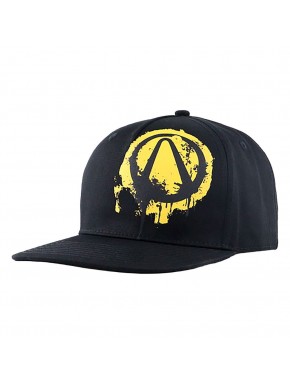 Gorra Snapback Borderlands negra con símbolo Vault en amarillo
