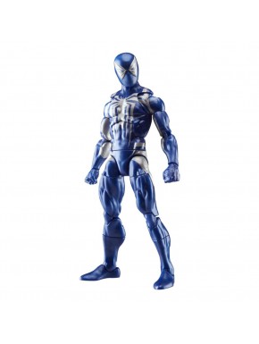 Figura de Spider-Man traje Anti-Venom en azul y blanco.