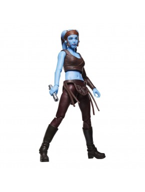 Figura de Aayla Secura con sable de luz azul