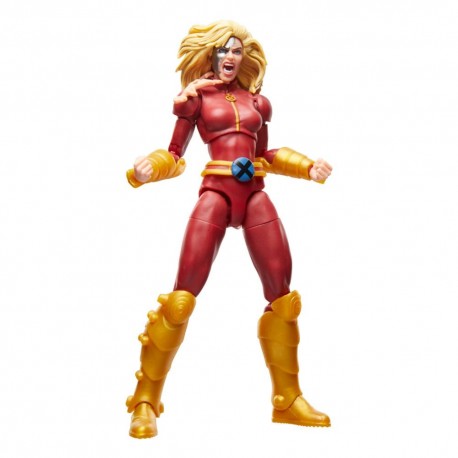 Figurine Husk 15 cm Marvel Legends en tenue rouge et or.