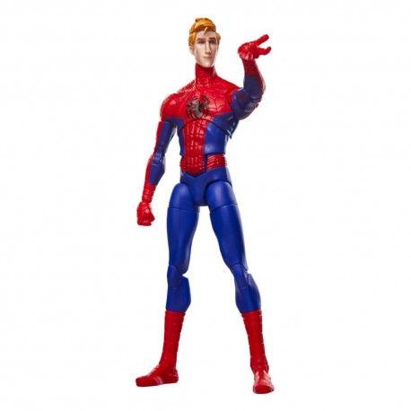 Figurine Peter Parker Marvel Legends en costume rouge et bleu.