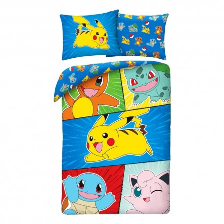 Edredom Pokémon com Pikachu e outros personagens