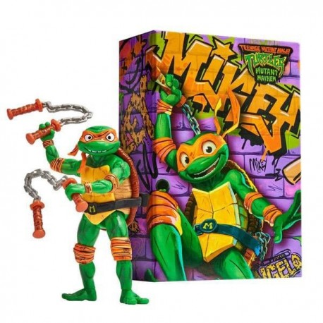 Figurine Michelangelo des Tortues Ninja avec boîte thématique