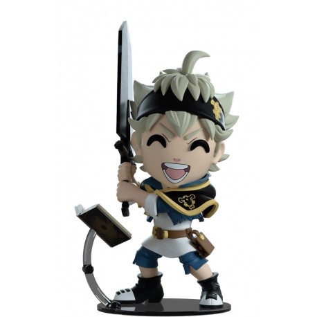 Figurine en vinyle d'Asta de Black Clover avec épée et livre.