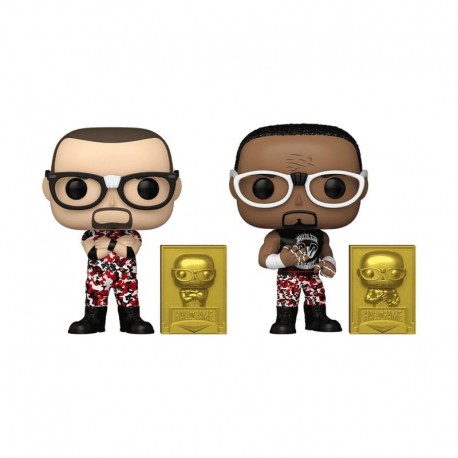 Dos figuras POP! de The Dudley Boyz con placas doradas Hall of Fame