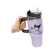 Copo Tumbler Kuromi Sanrio com canudo e alça preta