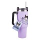 Copo Tumbler Kuromi Sanrio com canudo e alça preta