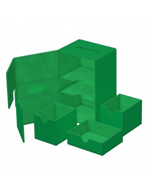 Caja verde Ultimate Guard Twin Flip`n`Tray abierta