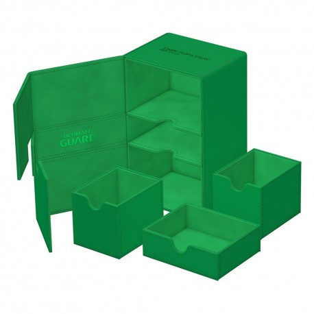 Caja verde Ultimate Guard Twin Flip`n`Tray abierta