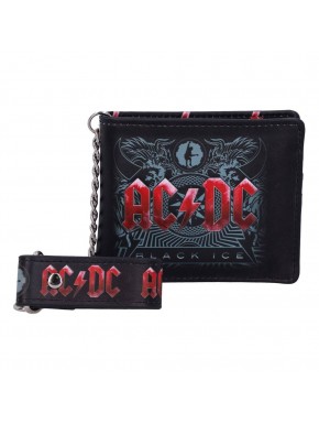 Carteira de couro PU ACDC Black Ice com corrente metálica