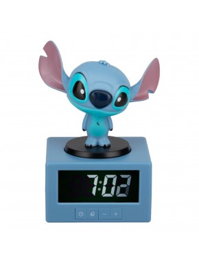 Despertador digital azul de Stitch com luz noturna