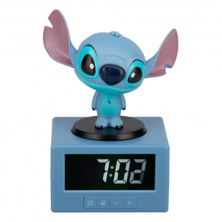 Despertador digital azul de Stitch com luz noturna