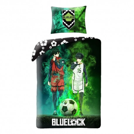Edredom Blue Lock com personagens e cores vibrantes