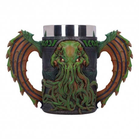 Jarra verde y marrón de Cthulhu, poliresina 24 cm