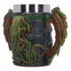 Caneca verde e marrom de Cthulhu, poliresina 24 cm