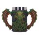 Caneca verde e marrom de Cthulhu, poliresina 24 cm
