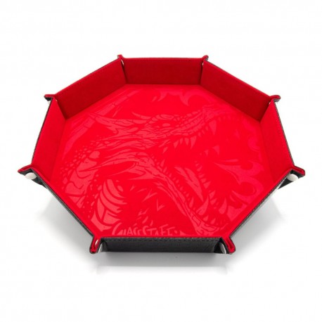 Bandeja para dados CritStones Dragon Skin XL vermelha com gravação de dragão
