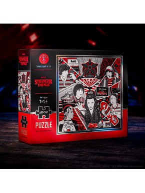 Caja de puzzle Stranger Things de 1000 piezas con personajes y holográficos