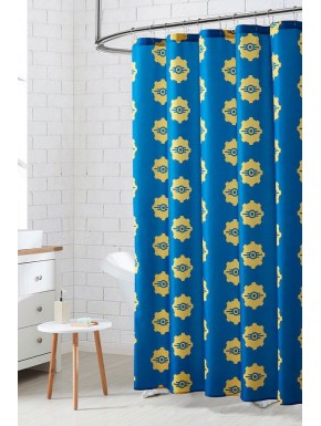 Cortina de ducha azul de Fallout Vault Tec con logotipo