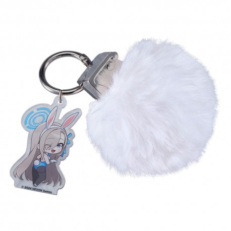 Chaveiro acrílico Asuna Blue Archive com pompom branco