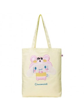 Bolsa Sanrio Cinnamoroll amarilla y rosa con diseño bordado