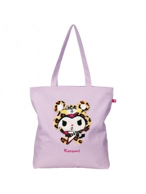 Bolsa Sanrio Kuromi lila con diseño de leopardo