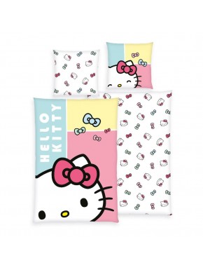 Funda nórdica Hello Kitty pastel rosa y azul
