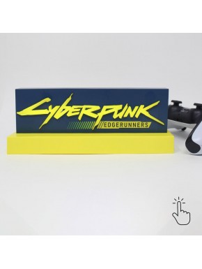 Lámpara LED logo Cyberpunk Edgerunner con diseño azul y amarillo