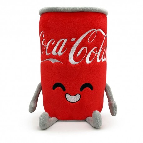 Peluche canette Coca-Cola rouge 22 cm avec visage souriant