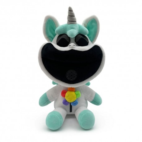 Peluche CraftyCorn Poppy Playtime, couleurs blanc et turquoise.