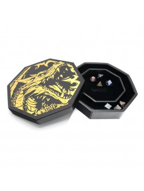 Bandeja para dados CritStones com design de dragão amarelo e preto.