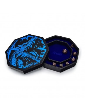 Bandeja para dados CritStones Arena Blue Dragon com ilustração de dragão azul