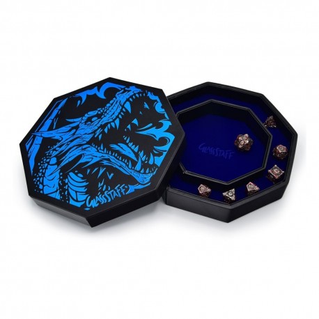 Plateau de dés CritStones Arena Blue Dragon avec illustration de dragon bleu