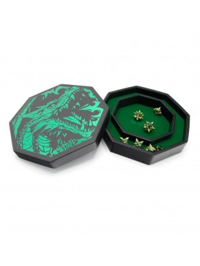 Bandeja octogonal para dados com design de dragão verde